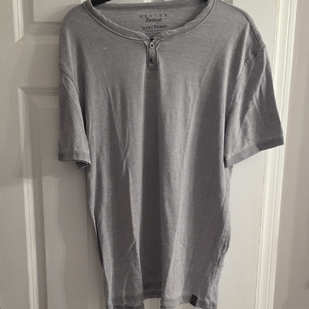 Lucky Brand Light Gray Short Sleeve Henley